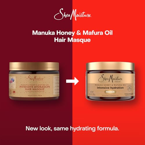 Shea Moisture Hair Mask, Manuka Honey & Mafura Oil Intensive Hydration Masque 2-Pack for Revitalizing Extra Dry, Damaged Hair, Frizz Control, 12 Oz Ea