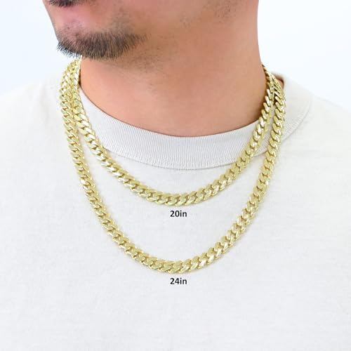 Nuragold 14k Real Yellow Gold Royal Monaco Miami Cuban Link Chain Necklace - 9mm,22"