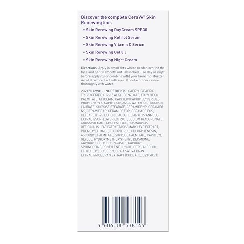 CeraVe Skin Renewing Gel Oil, Hydrating Hyaluronic Acid Serum for Face, 1oz