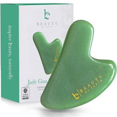 Jade Gua Sha Facial Tools - Depuffer & Massager Tool for Lymphatic Drainage