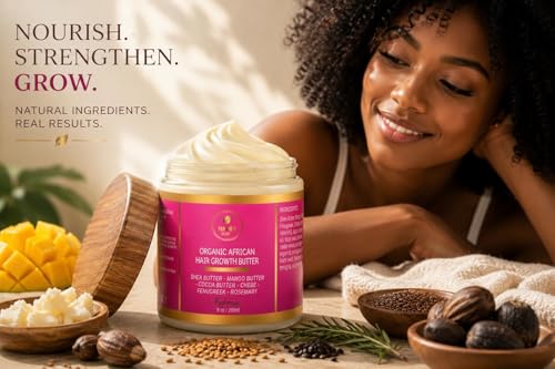 Chebe Hair Growth and Thickening Butter - Ayurvedic Deep Conditioner with Shea, Cocoa, Mango Butter, Fenugreek, and Rosemary for All Hair Types, 8 oz