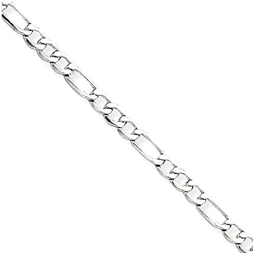 IceCarats 14K White Gold 2.5mm Figaro Chain Link Bracelet, 7 inch