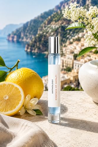 Anthology Essence of Amalfi Perfume Oil Roll-On for Women – Mediterranean Citrus Fragrance with Lemon, Green Apple & Cedarwood – Alcohol-Free Travel Rollerball 9ml