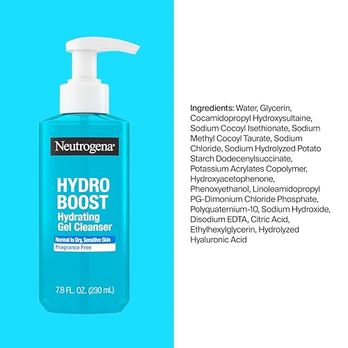 Neutrogena Hydro Boost Hydrating Gel Cleanser, Fragrance-Free, 7.8 fl. oz