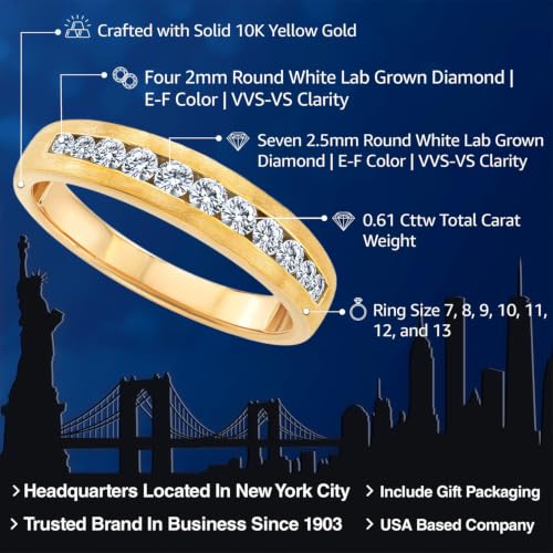 Gem Stone King Lab Grown Diamond Satin Finish Ring For Men (Size 11)