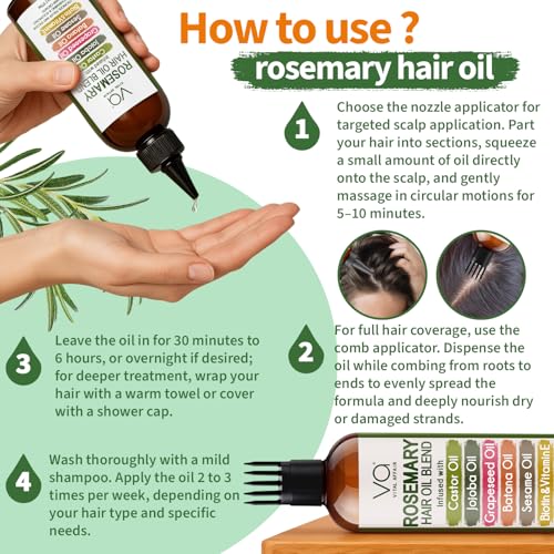 Blend Of Pure Rosemary Oil For Hair Growth 6 Fl Oz With Castor, Batana Oil