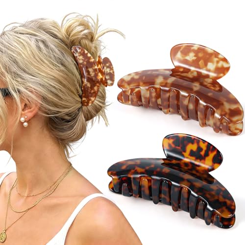 2 Pack Acetate Hair Claw Clips for Thick Thin Hair, 4 Inch Large Hair Clips