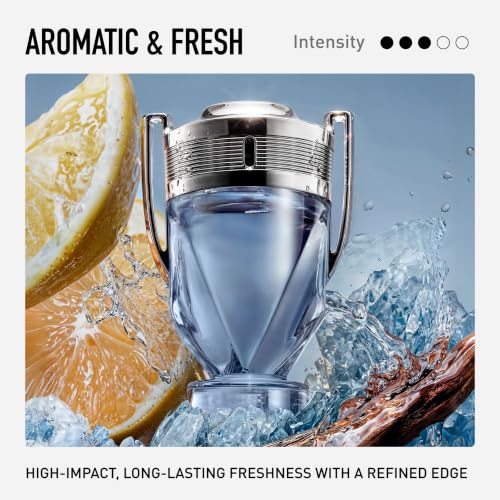 Rabanne Invictus Eau de Toilette - Long Lasting Woody Aquatic Cologne for Men with Marine, Grapefruit & Guaiac Wood - Trophy Bottle French Fragrance Spray from Paris, 3.4 oz
