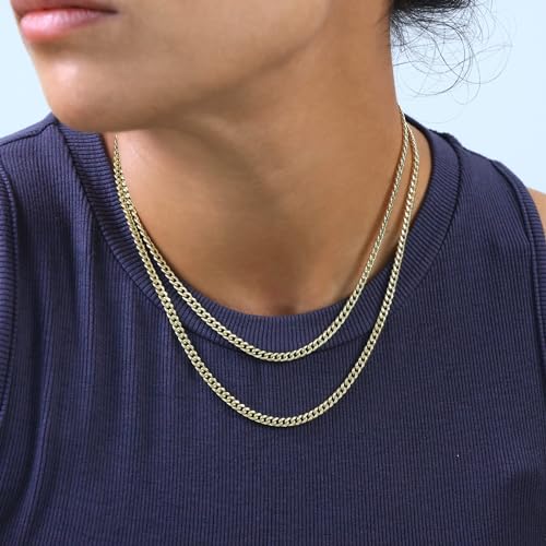 Nuragold 14K Real Yellow Gold Miami Cuban Link Chain Necklace Men & Women - 28",4mm