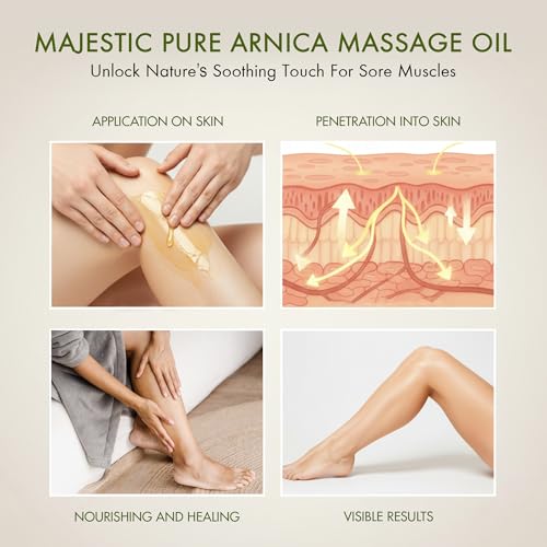 Majestic Pure Arnica Massage Oil, Relaxing Body Oil, 8 Fl Oz