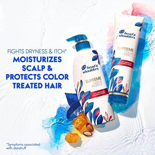 Head & Shoulders Anti-Dandruff Shampoo and Conditioner Set, Supreme Color Protect, 1% Pyrithione Zinc, Sulfate-Free, Argan Oil and Manuka Honey, 11.8 fl oz & 9.4 fl oz