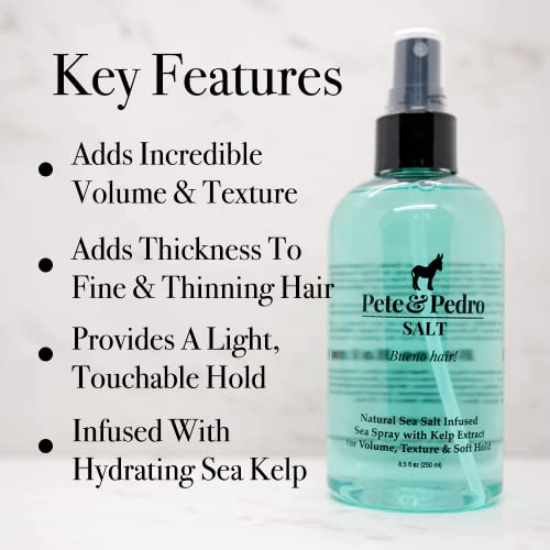 Pete & Pedro Natural Sea Salt Spray For Hair Adds Volume & Texture, 8.5 oz