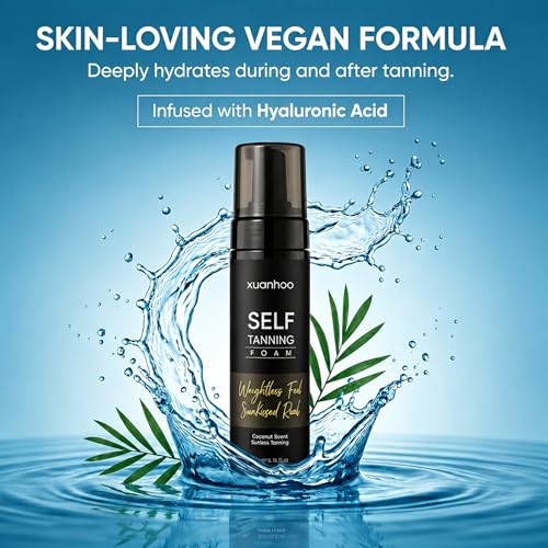 Self Tanning Mousse,Vegan Express Self Tanner,Sunless Tanner,Streak Free,Fast Drying&Moisturizing,Quick Natural Golden Tan for All Skin Types,200ml/6.7 fl oz