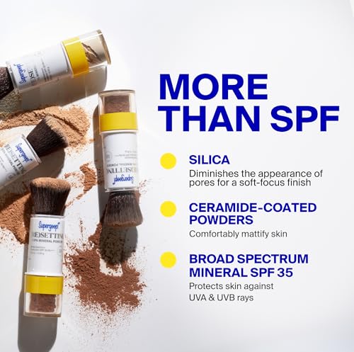 Supergoop! (Re) setting Face Powder SPF 35, Medium - Broad Spectrum Mineral Sunscreen - 0.15 oz - Shine Control, Matte Finishing, On-the-Go Sun Protection