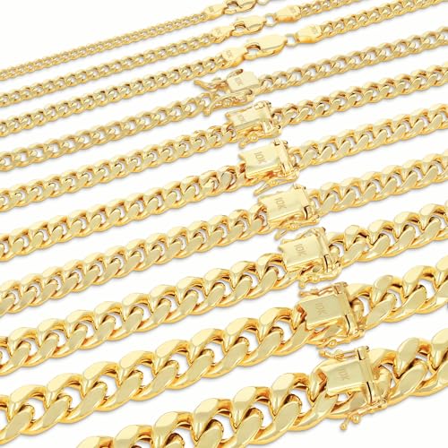 Nuragold 10K Real Yellow Gold Miami Cuban Link Chain Necklace Men & Women - 24",6.5mm