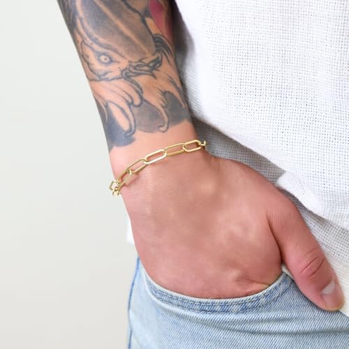 Nuragold 14k Real Yellow Gold 6mm Paperclip Chain Cable Link Bracelet - 7"