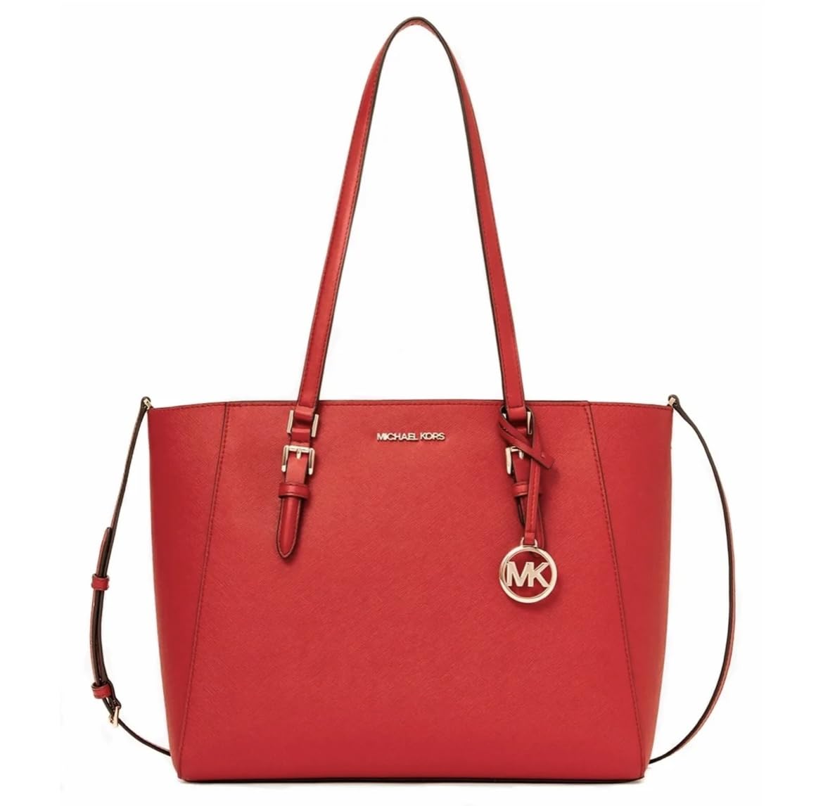 Michael Kors Charlotte Large 3-in-1 Tote Crossbody Handbag Leather (Bright Red)