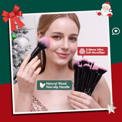 Bueart Design 18Pcs Pro Deluxe Makeup Brushes set with Make up Brush Holder