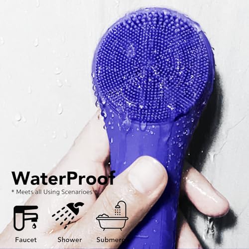 NågraCoola CLIE Facial Cleansing Brush, Waterproof and Rechargeable Face Scrub Brush for Men & Women, Cleansing, Exfoliating and Massaging, Electric Face Scrubber - Blue
