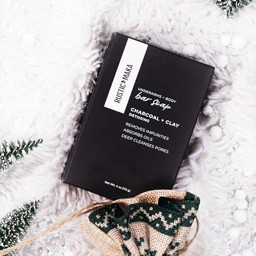 Rustic Maka Charcoal Soap Bar, Face & Body, Kaolin Clay, For Acne