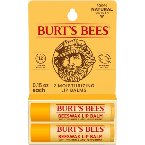 Burt's Bees Lip Balm - Original Beeswax, Lip Moisturizer With Responsibly Sourced Beeswax, Tint-Free, Natural Origin Conditioning Treatment, 2 Tubes, 0.15 oz.