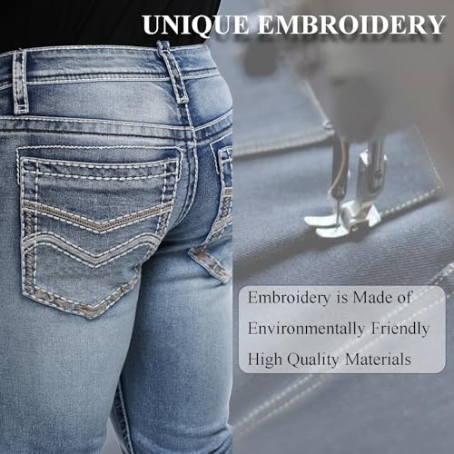 Classic Fit Jeans for Men Embroidered Design All Season Adult Denim Work Pants Everyday Casual Style Men's Pants (US, Waist, 32, Regular, Blue)