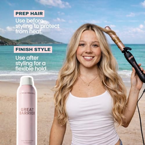 Beachwaver The Co. Great Barrier Heat Protectant Hair Spray - Full Size (8.4 Oz) | Multi-Purpose Treatment for Heat Protection, Flexible Hold & No Frizz | Polynesian Pink Sugar Fragrance