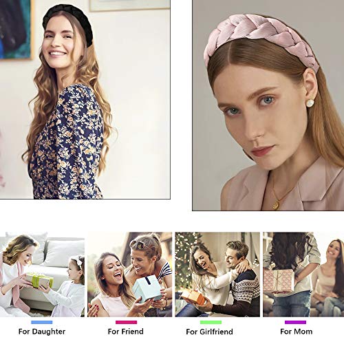 Ivyu Headbands Women Hair Head Hands Braided Head Band Twist Hairbands for Girls Black Pink Gray White Hair Band
