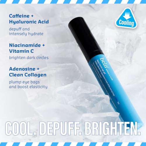 belif Aqua Bomb Cooling Eye Gel - Caffeine & Hyaluronic Acid for Puffiness & Hydration, Niacinamide & Vitamin C for Dark Circles, Adenosine & Collagen for Plumping, Korean Skin Care, 0.5 fl oz (15ml)