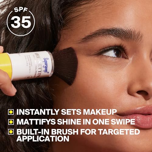 Supergoop! (Re) setting Face Powder SPF 35, Medium - Broad Spectrum Mineral Sunscreen - 0.15 oz - Shine Control, Matte Finishing, On-the-Go Sun Protection