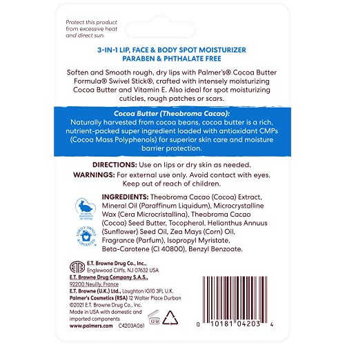 Palmer's Cocoa Butter Lip Balm & Face Body Moisturizer Sticks (Pack of 3)