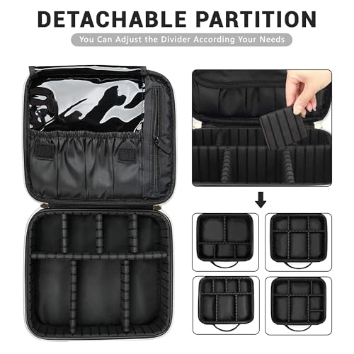 WIRIBEY Large Cosmetic Bag, Portable Makeup Bag with Adjustable Partition, Cosmetic Bags for Women Toiletry Travel Organizer Portable Make Up Bags for Christmas Birthday Gifts