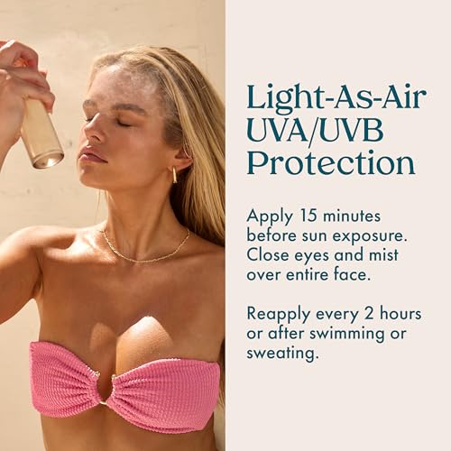 Kopari Sunglaze Sheer Setting Mist Sunscreen SPF 50, Weightless, Fast Drying, Ultra-Fine Setting Spray, Made With Hyaluronic Acid, Sets Makeup For A Hydrated, Dewy Finish, 2.53 fl oz