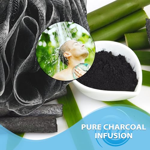 SHOWER BOUQUET Loofah-Charcoal Bath-Sponge XL-Color-4-Pack Extra-Large 75g