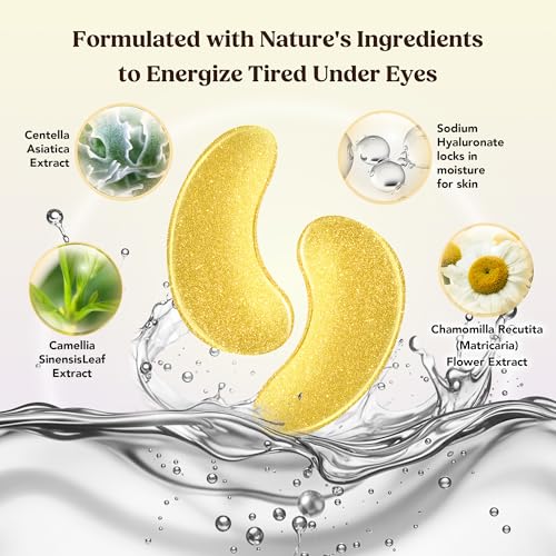 DERMORA Golden Glow Under Eye Patches - 50 Pairs Individually Packed