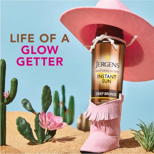Jergens Natural Glow Instant Sun Body Mousse, Self Tanner for Deep Bronze Tan, Sunless Tanning Body Bronzer for Natural Looking Color Instantly, 6 Oz