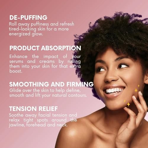 COCOBEAUTY Tourmaline Face Roller – Facial Massage Roller Tool for Lymphatic Drainage – Beauty Roller for Face – Facial Roller for Women Face – Beauty Sculptor Wand for Radiant Skin