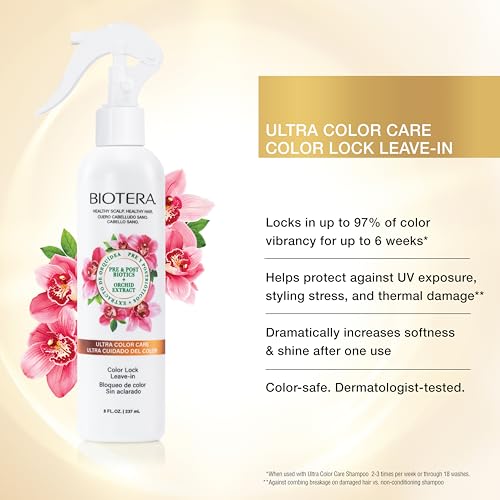 Biotera Ultra Color Care Leave-In Conditioner for Color-Treated Hair - Protects & Extends Vibrancy, Hydrates & Detangles, Enhances Shine & Softness, Sulfate-Free, Vegan, 8 Fl Oz