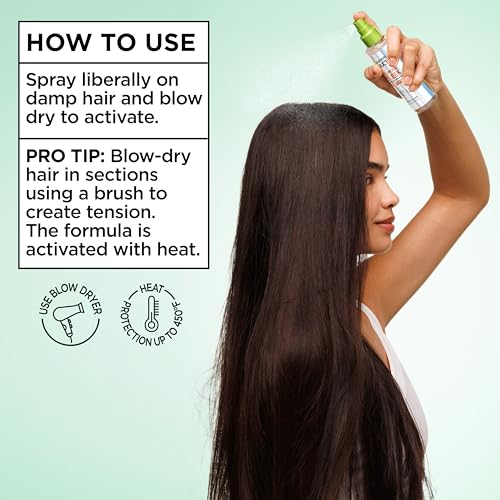 Garnier Fructis Diamond Sleek Hair Shine Spray, Up to 100-Hour Frizz Control, Heat Protectant up to 450°F with Vegan Keratin Smoothing Complex and Argan Oil for Frizzy, Dry, Dull Hair, 4.6 Fl Oz