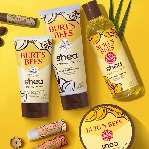 Burt's Bees Shea + Tropical Fruit Indulgent Hand and Body Butter, Non-Greasy, Antioxidant Rich for Glowing Skin, Non-Irritating, Natural Origin Skin Care, 11 oz.