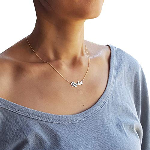 Soul Jewelry 10K Solid Gold Personalized Name Necklace for Women - Custom Dainty Script Nameplate Pendant, Minimalist Monogram Jewelry (14"-20")
