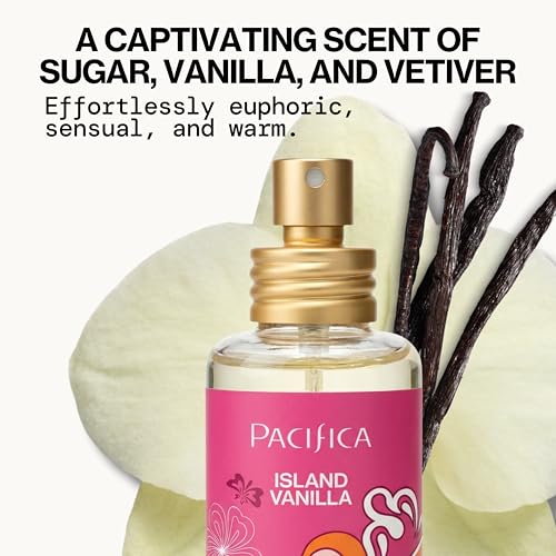 Pacifica Island Vanilla Perfume – Clean Vanilla Fragrance for Women - Warm Tropical Aroma - Long-Lasting Clean Beauty Non Toxic Scent, Vegan & Cruelty-Free, 1 oz Travel-Friendly Spray