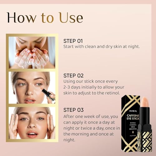 ANAREAL Caffeine Under Eye Balm Stick (1 Pack) – Hydrating Eye Care for Dark Circles & Puffiness, Cooling Eye Balm Stick for Eyes, Face & Under Eye Bags
