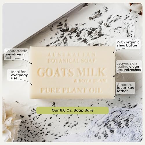 Australian Botanical Soap Variety Pack, 6.6 oz Bars – Goat Milk, Eucalyptus, Manuka Honey, Sea Salt, Pink Lychee, Lemongrass, Raspberry, Valencia Orange – Enriched with Organic Shea Butter, Pack of 8