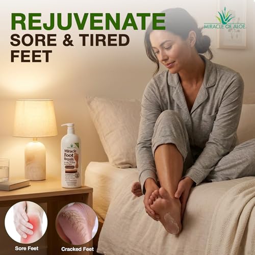 Miracle Foot Repair Cream, 32 Oz, Aloe Foot Cream For Dry Cracked Feet