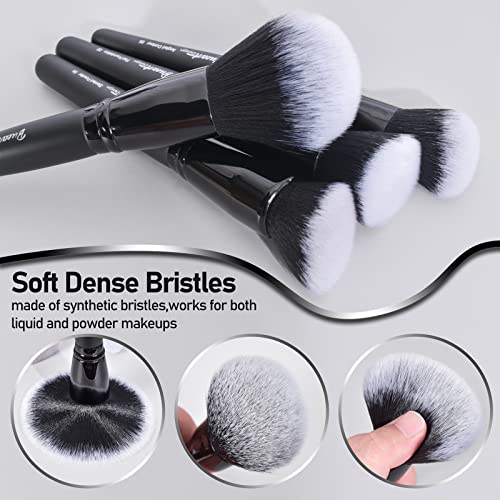 Bueart Design 19Pcs Ultra Soft Black Labeled Dense Hair Makeup Brushes Set