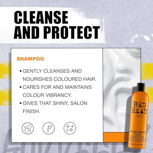 TIGI Bed Head Urban Antidotes Colour Goddess Shampoo and Conditioner Set for Dyed Hair, Color Protectant Hair Care Duo, 25.35 fl oz.