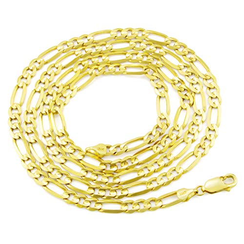 Nuragold 14k Real Yellow Gold Figaro Link 5.5mm Chain Necklace (16"-30") - 18"