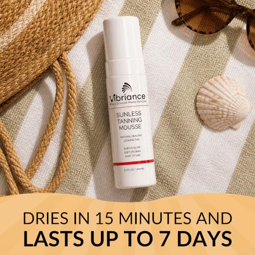Vibriance Sunless Tanning Mousse for Mature Skin, Self Tanner for Women 50+, Golden Glow, Face and Body, Streak-Free, Buildable Color, Paraben-Free, Sensitive Skin, 6.7 fl oz