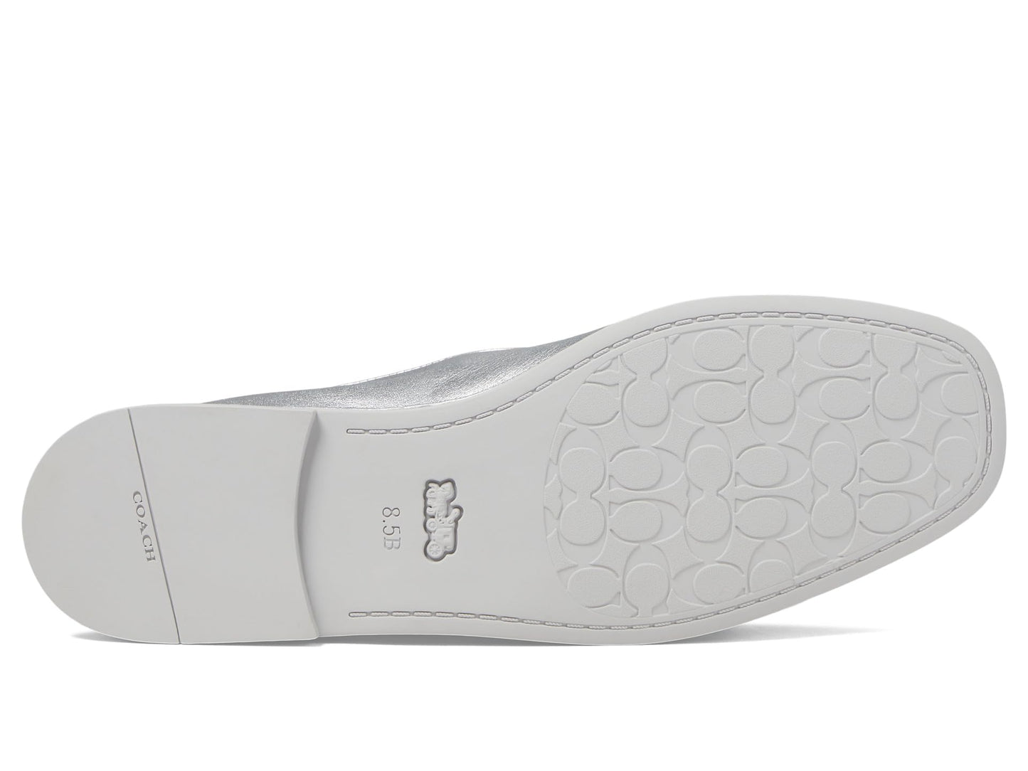 Coach Women's Emilia Metallic Leather Mary Jane Flat, Silver, 8.5
